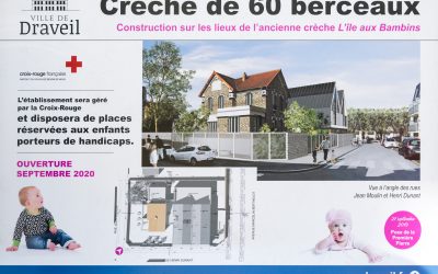 Pose de la première pierre pour la (re)construction d’une crèche Croix-Rouge à Draveil